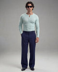 Pastel Mint Green Ribbed Henley Longsleeves Tshirt
