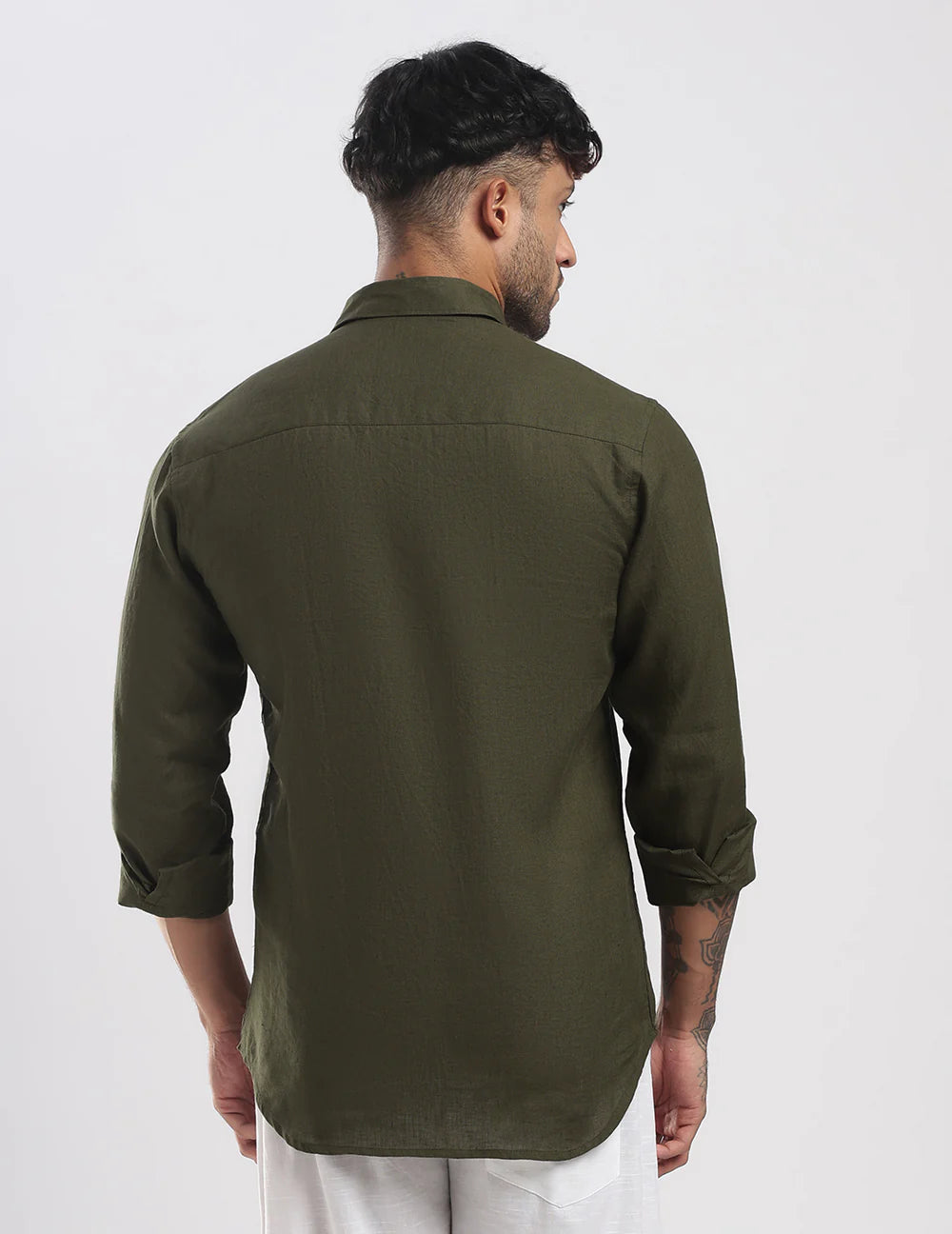 Men's Premium Olive Green Linen Shirt