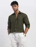 Men's Premium Olive Green Linen Shirt