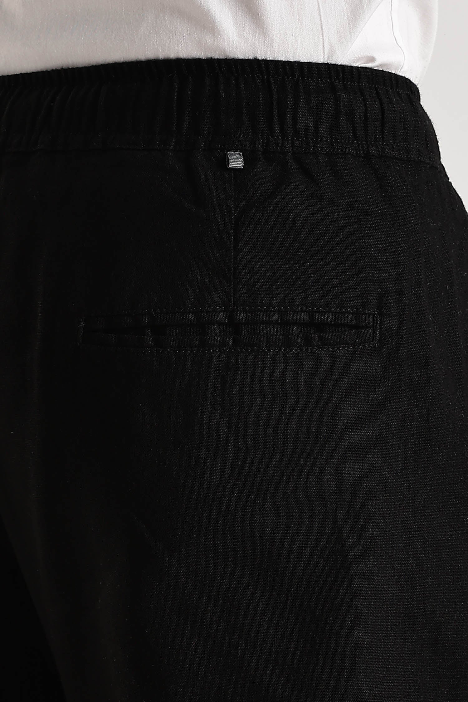 Black Regular Fit Linen Pants