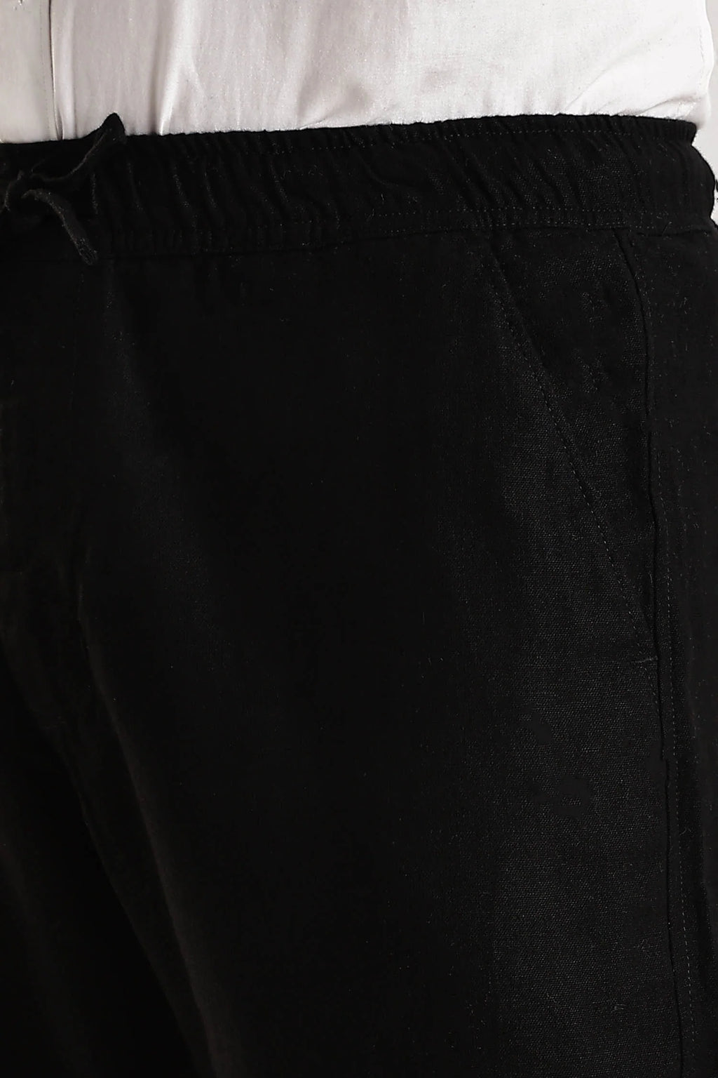 Black Regular Fit Linen Pants