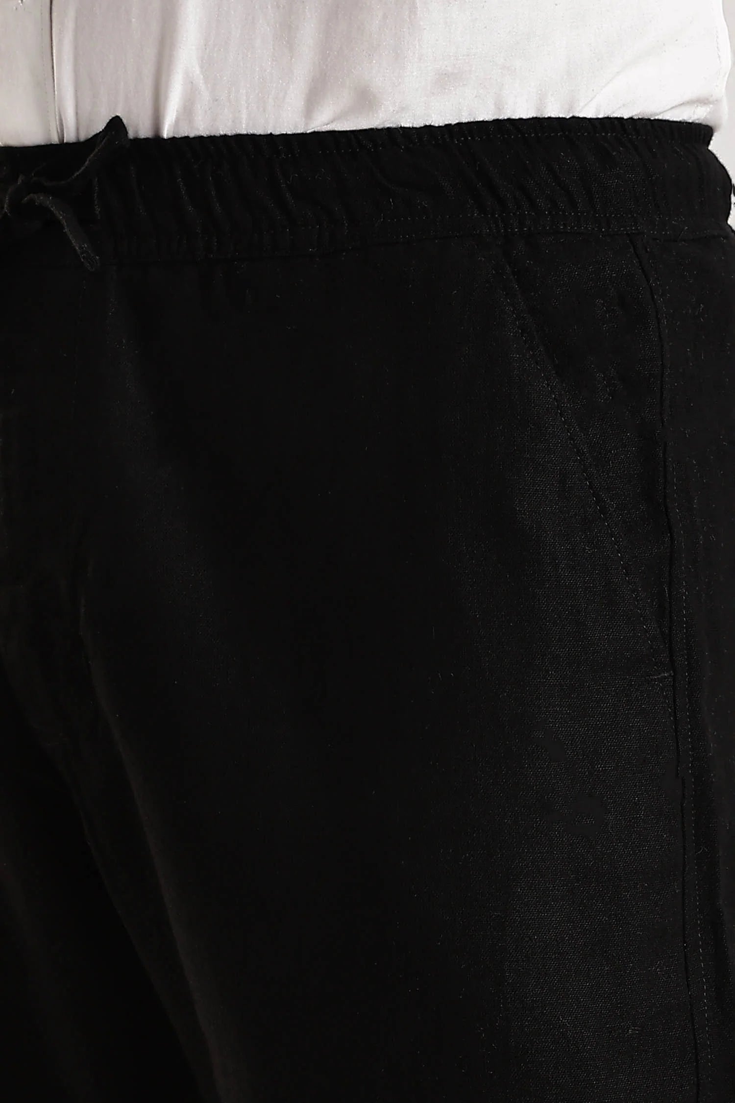 Black Regular Fit Linen Pants