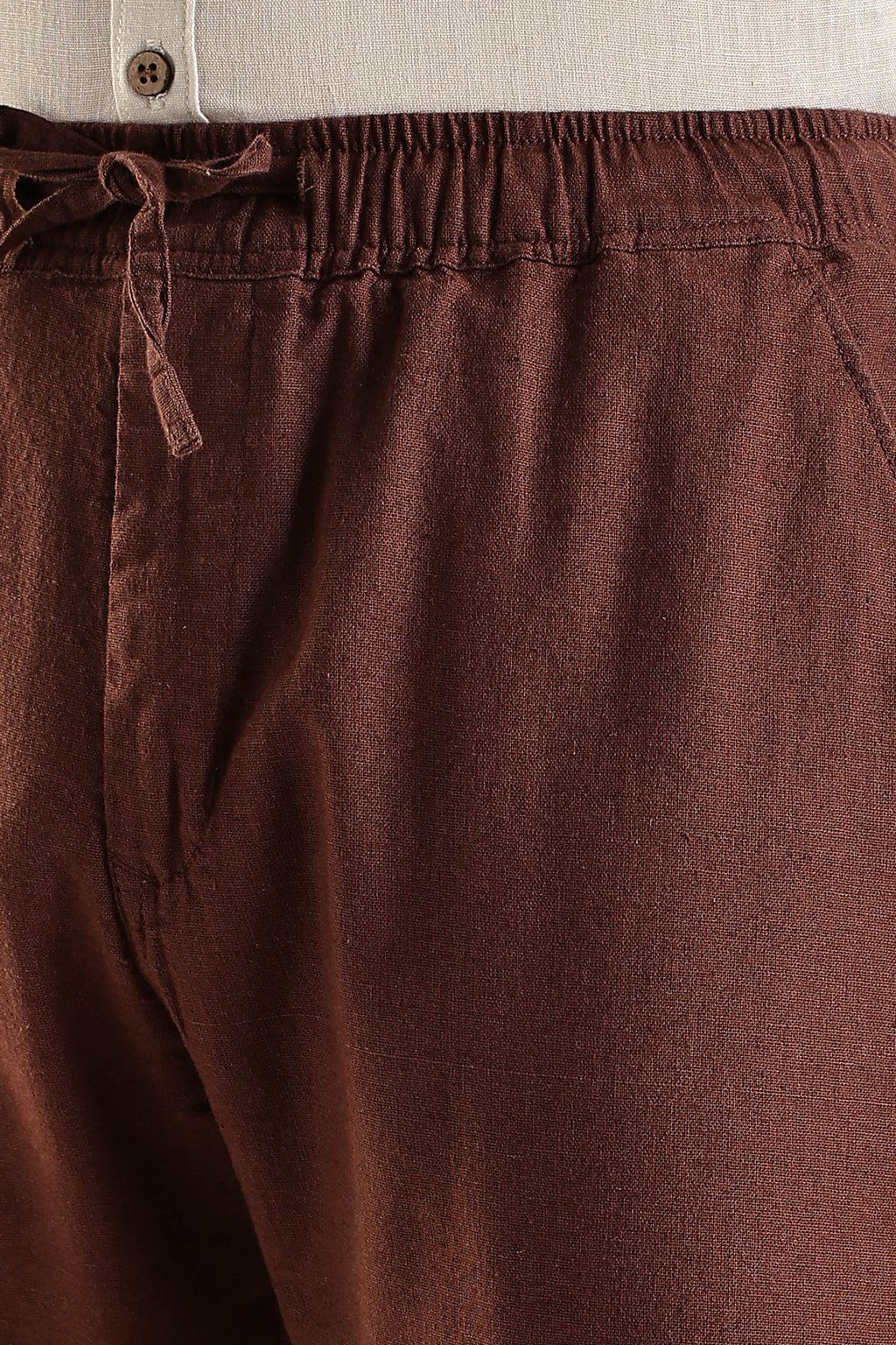Brown Regular Fit Linen Pants