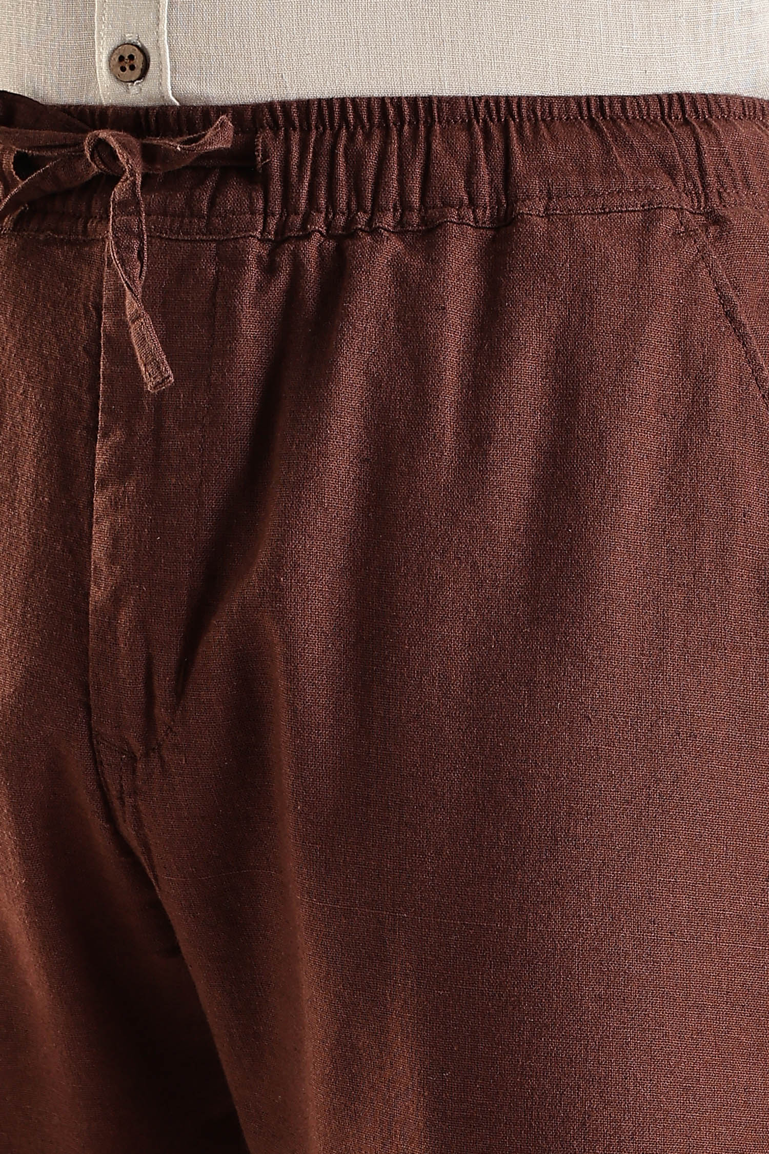 Brown Regular Fit Linen Pants