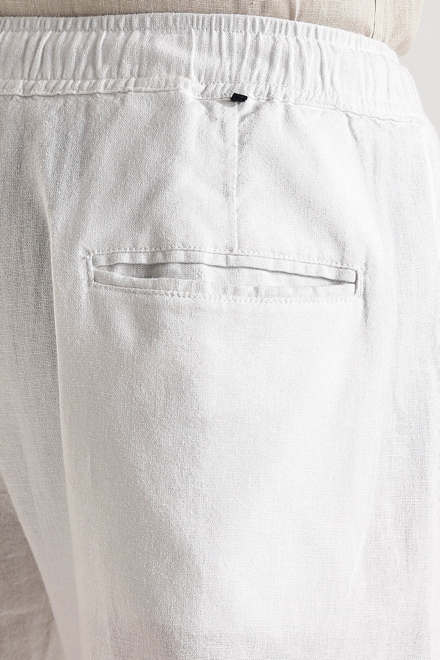 White Regular Fit Linen Pants