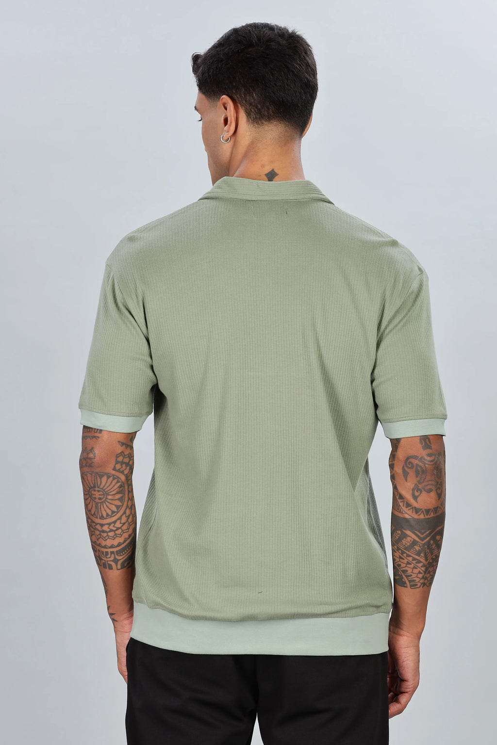 Light Green Rib Knit Polo