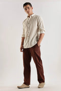 Brown Regular Fit Linen Pants