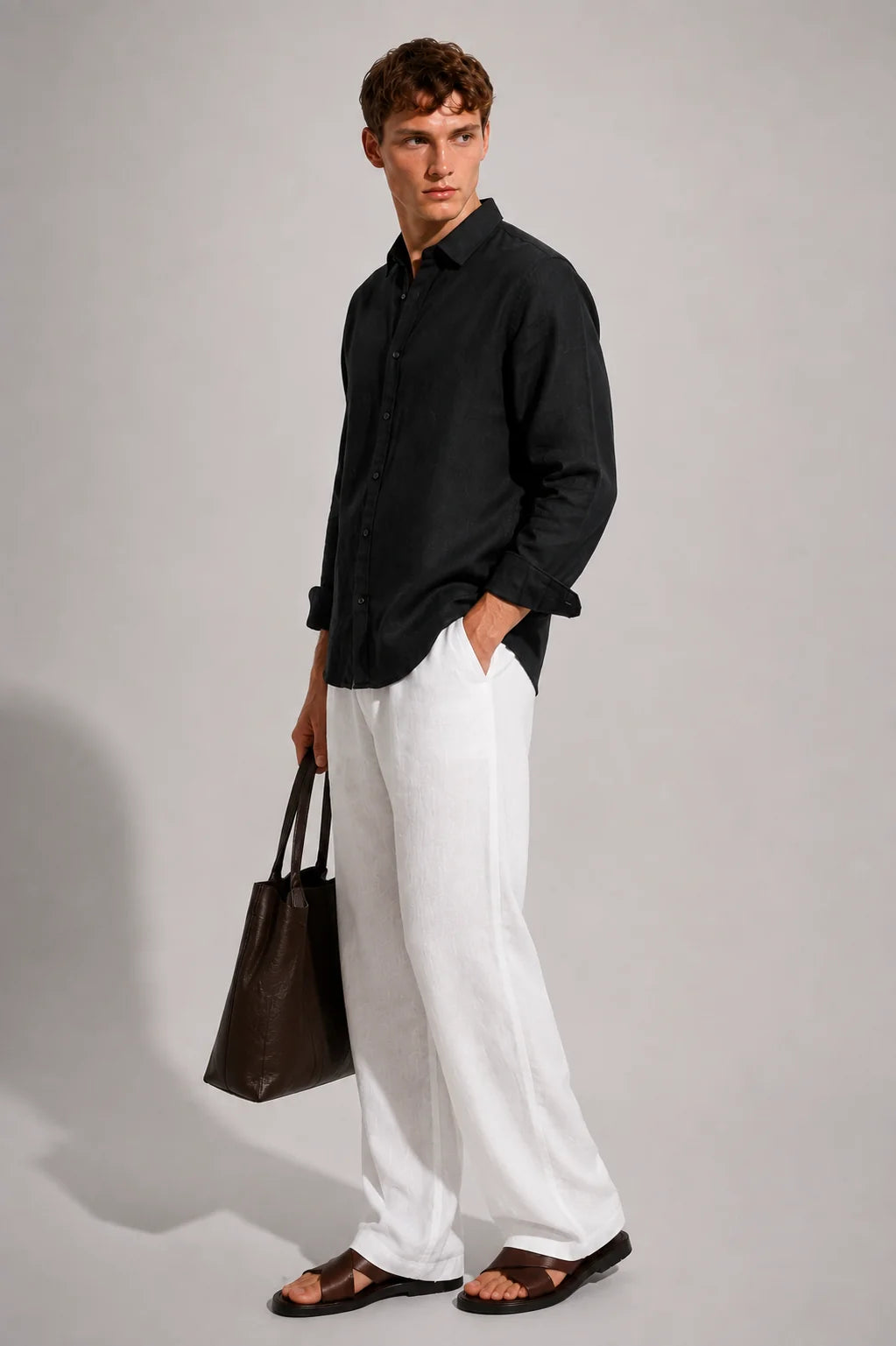 Linen Black Relaxed Fit Shirt