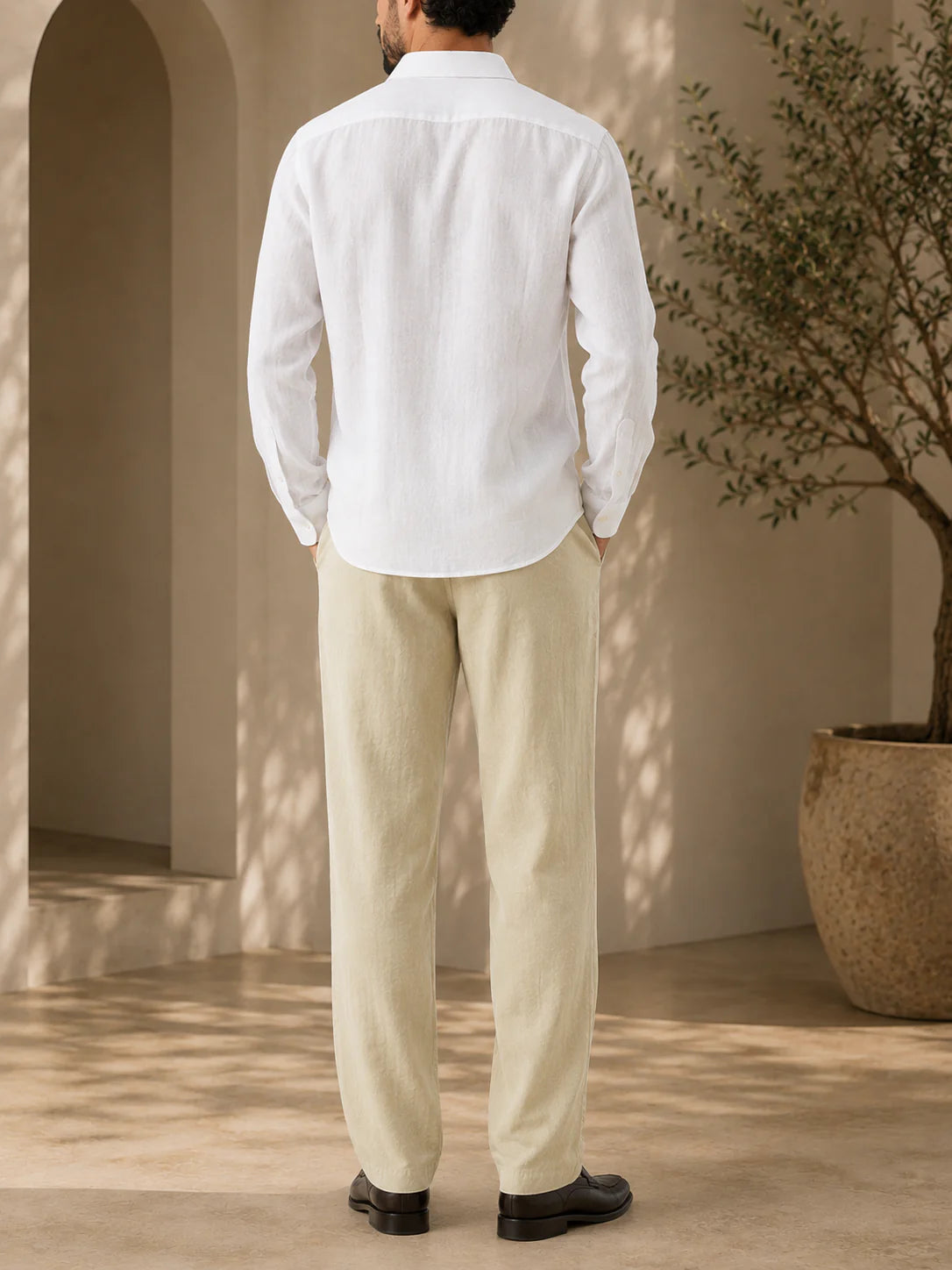 Light Olive Relaxed Fit Linen Pants
