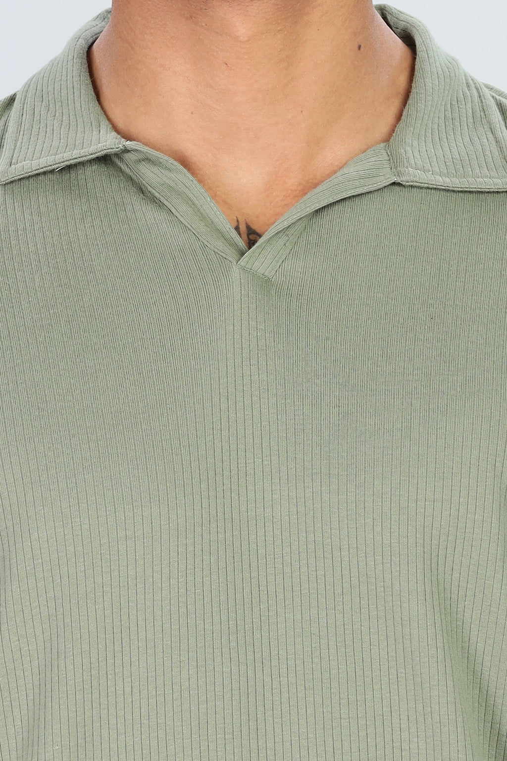 Light Green Rib Knit Polo
