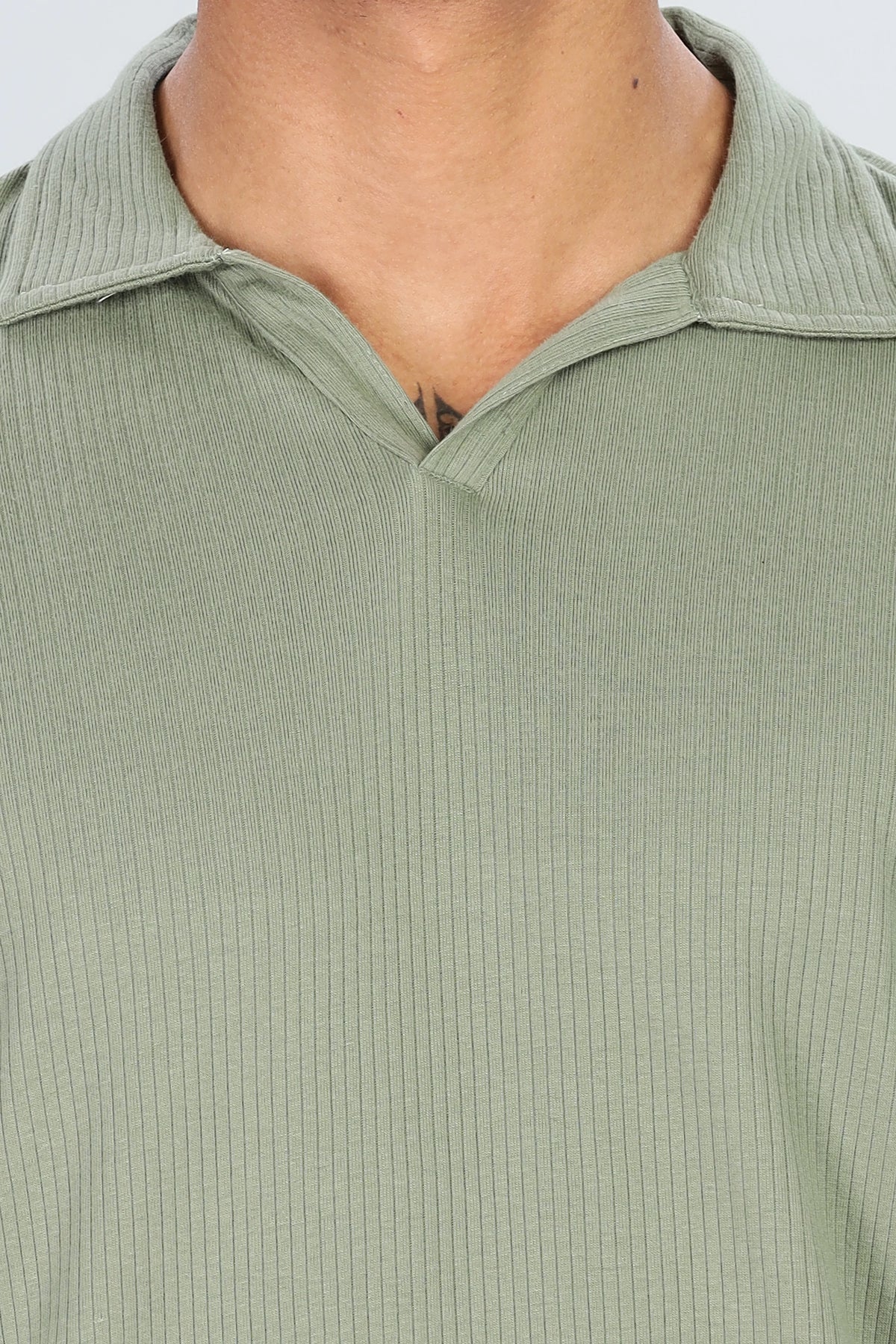 Light Green Rib Knit Polo