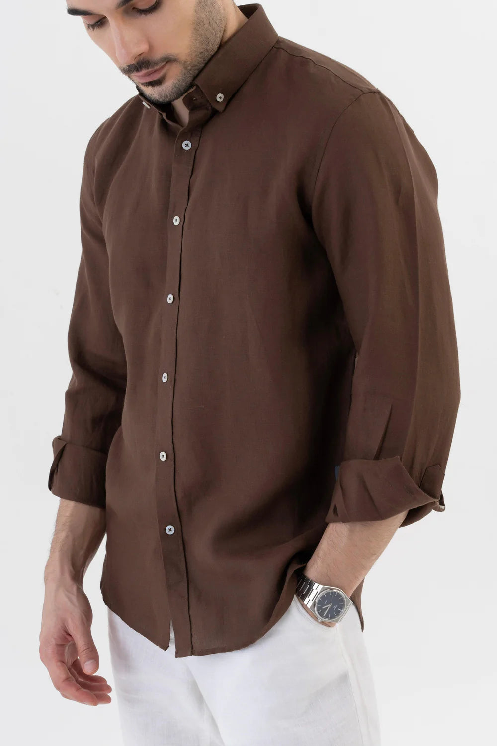 Men's Premium Chocolate Brown Linen Shirt