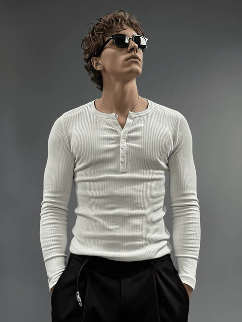 Off-White Ribbed Henley Longsleeves Tshirt