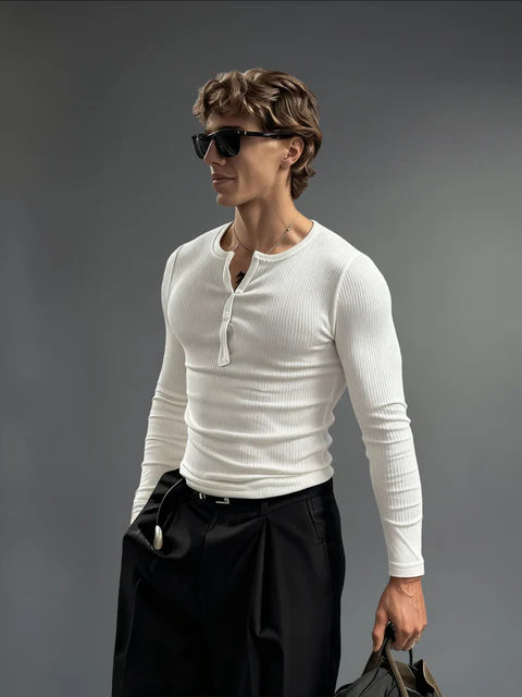 Off-White Ribbed Henley Longsleeves Tshirt