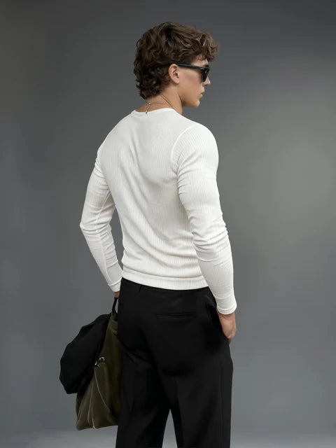 Off-White Ribbed Henley Longsleeves Tshirt