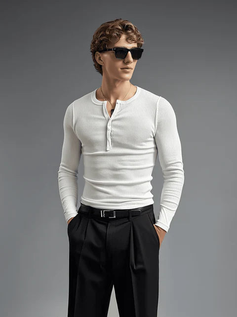 Off-White Ribbed Henley Longsleeves Tshirt
