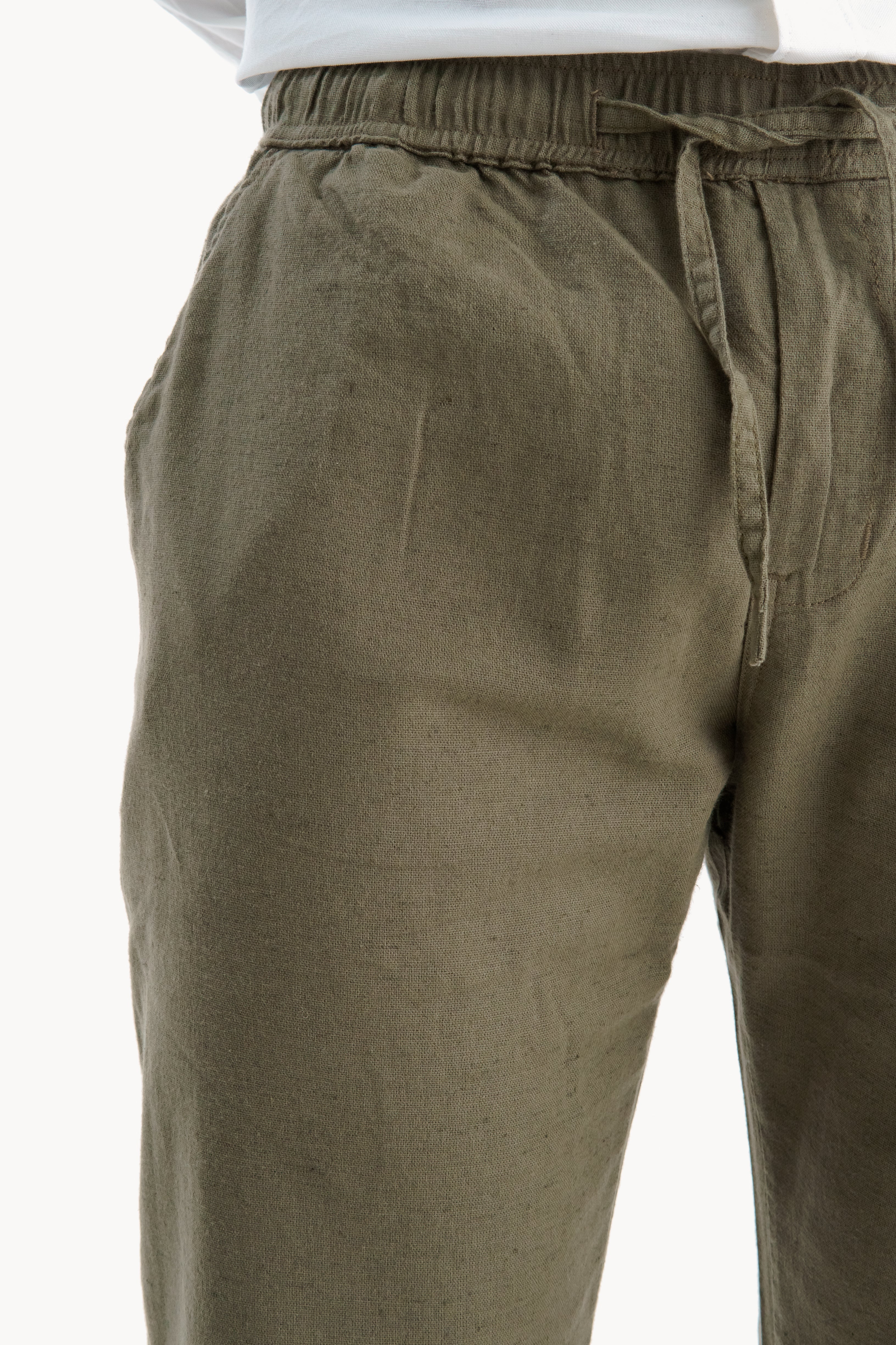 Olive Regular Fit Linen Pants