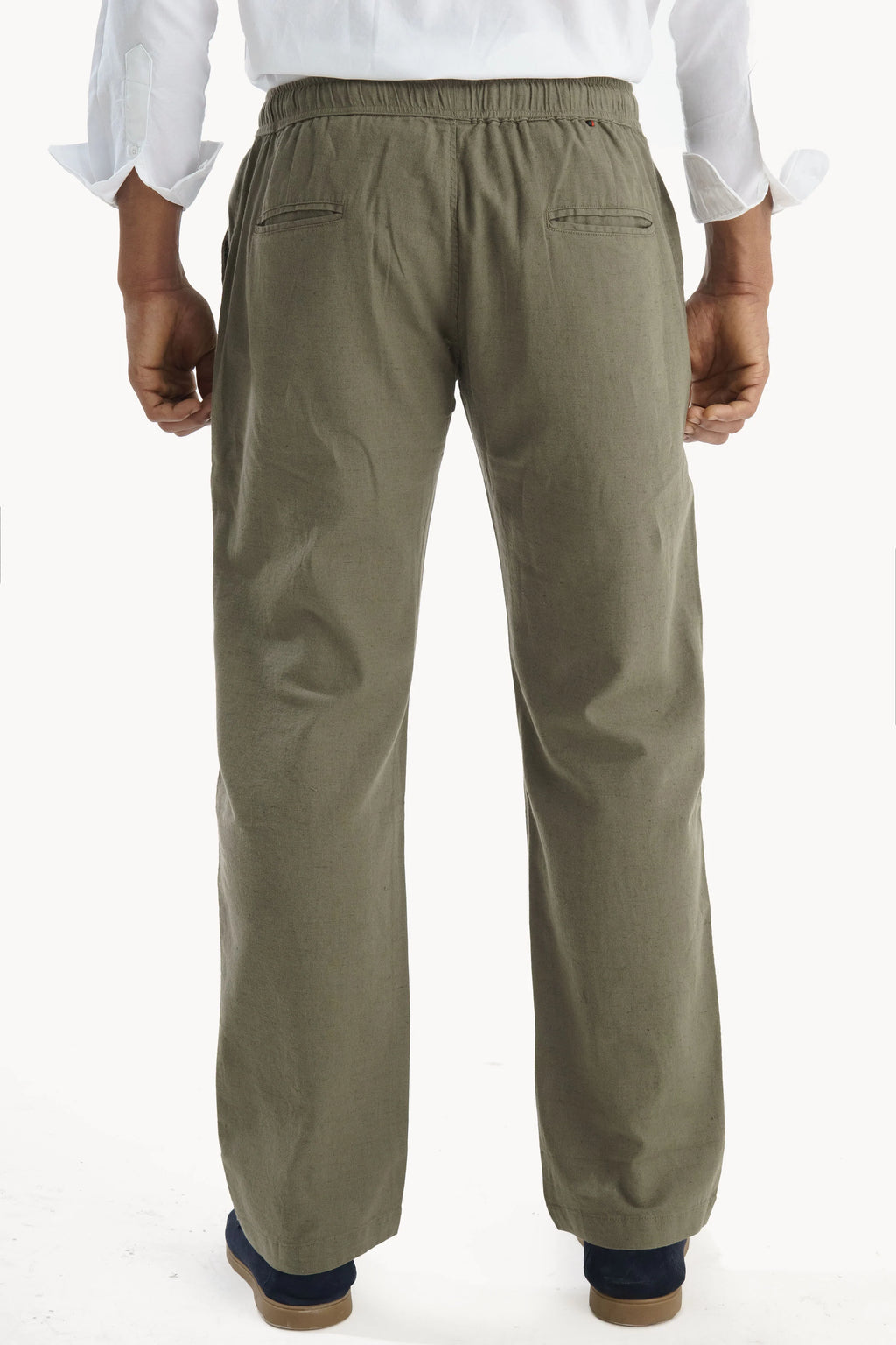 Olive Regular Fit Linen Pants