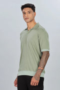 Light Green Rib Knit Polo