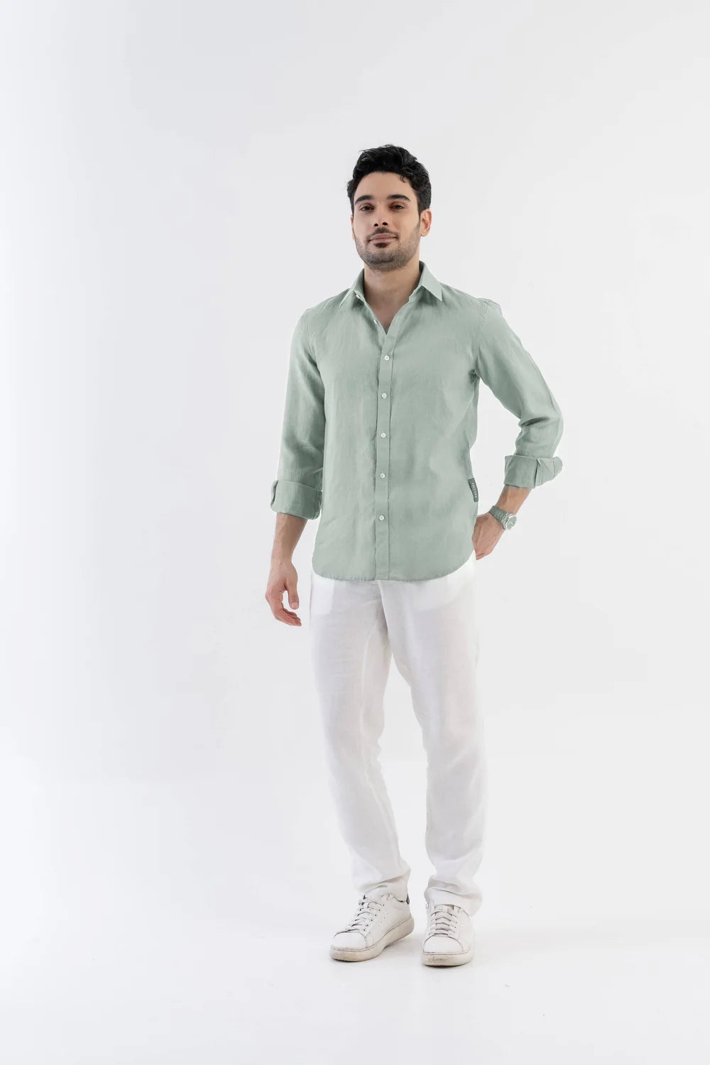 Men's Sage Green Premium Linen Shirt