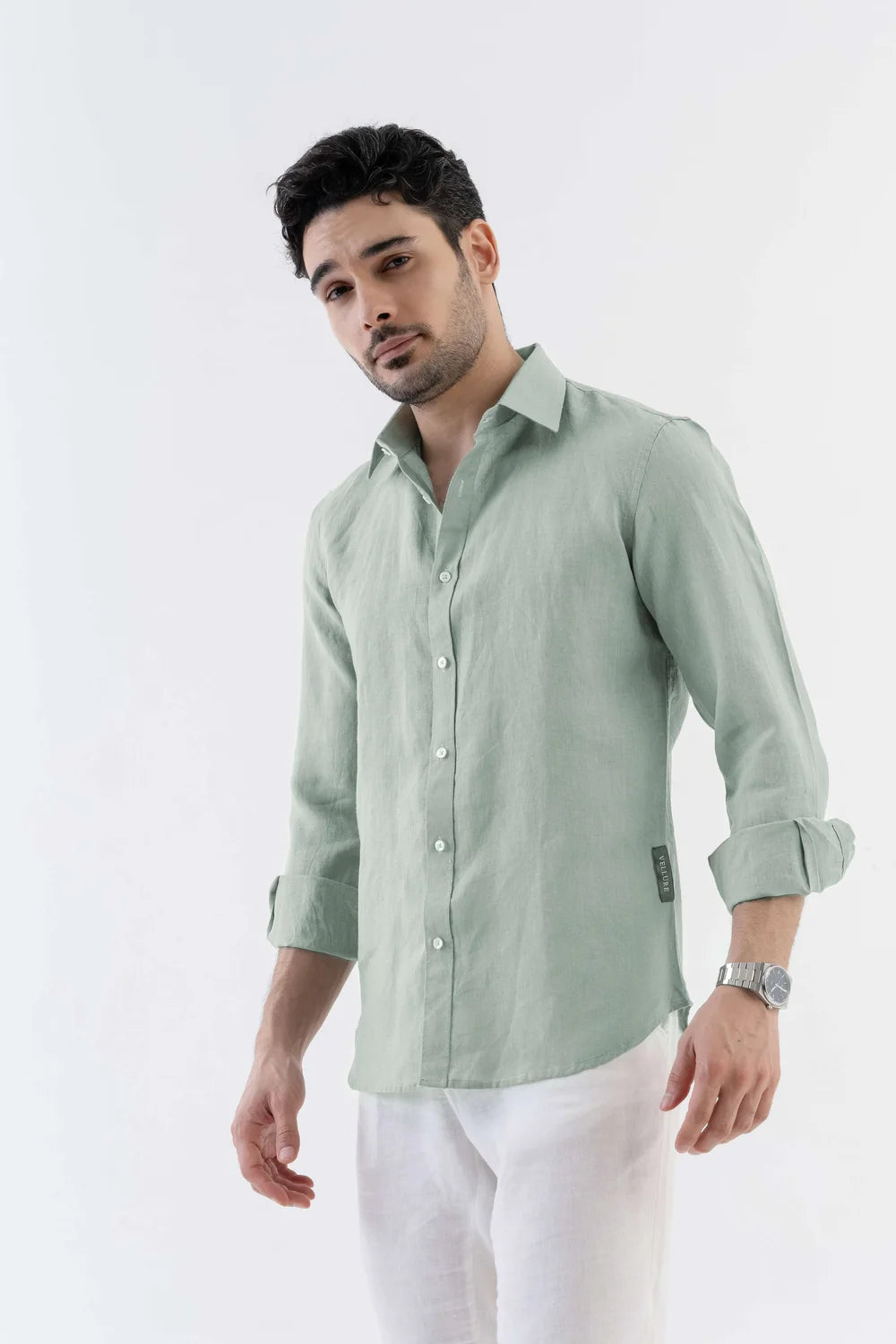 Men's Sage Green Premium Linen Shirt