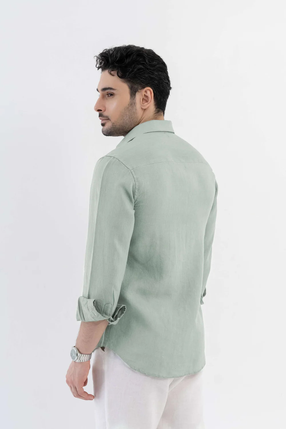 Men's Sage Green Premium Linen Shirt