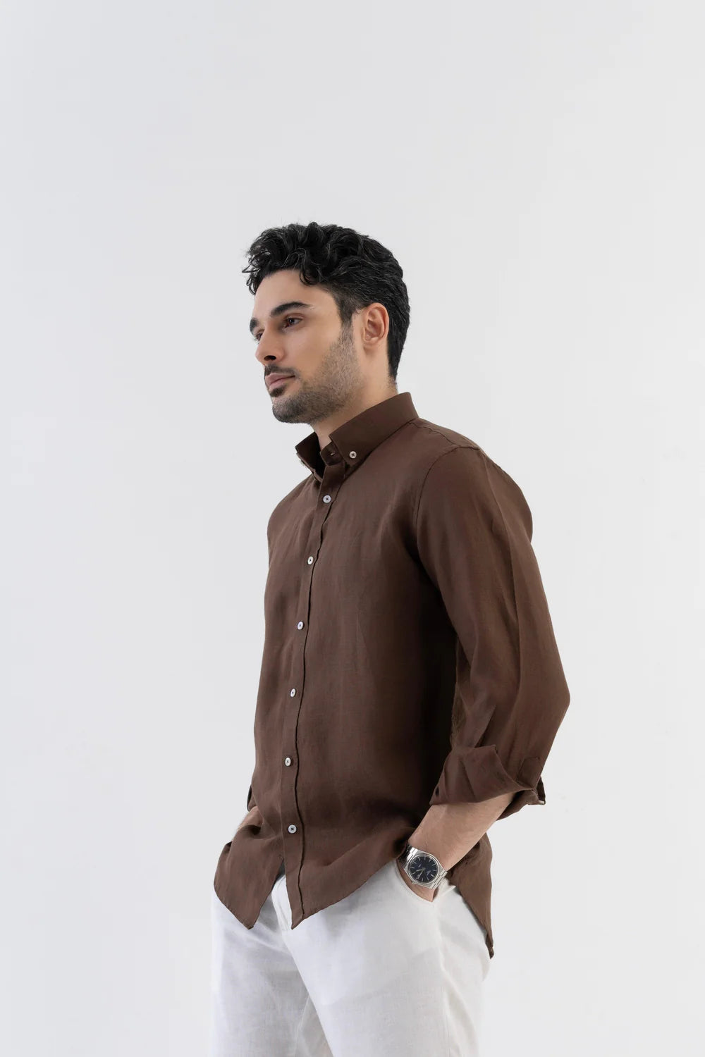 Men's Premium Chocolate Brown Linen Shirt