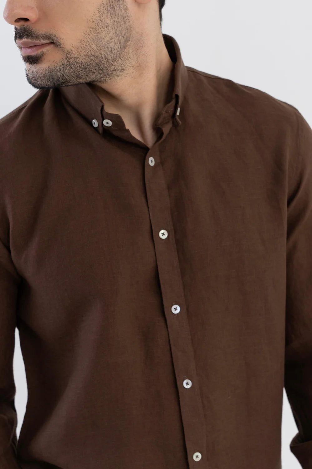 Men's Premium Chocolate Brown Linen Shirt