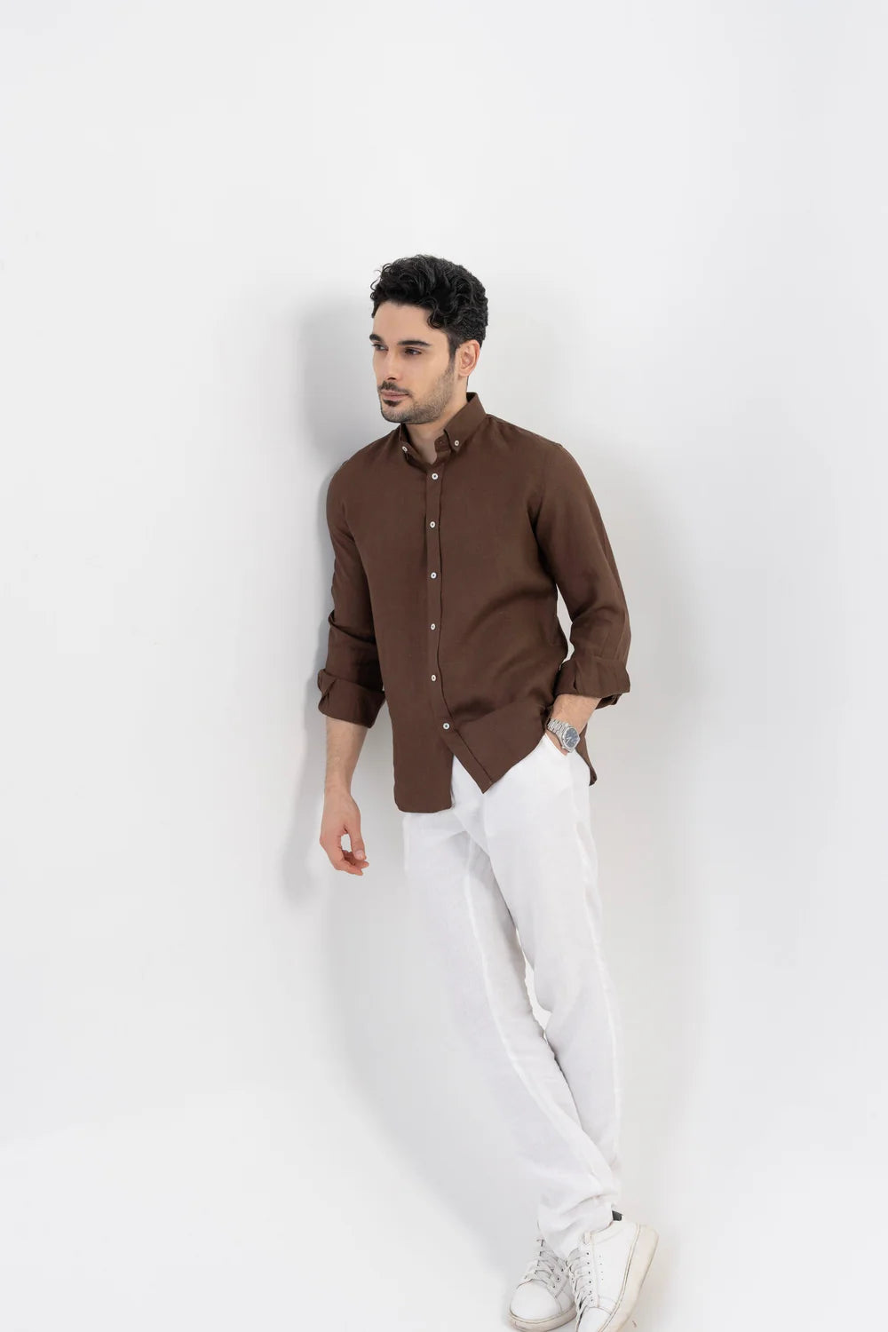 Men's Premium Chocolate Brown Linen Shirt