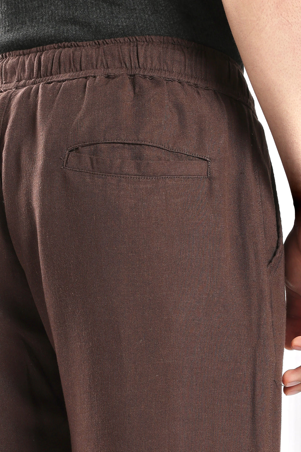 Brown Relaxed Fit Linen Pants
