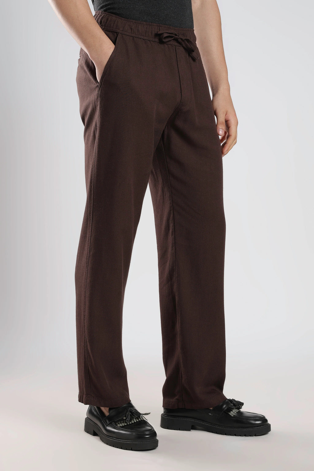 Relaxed Linen Pants Wet Brown
