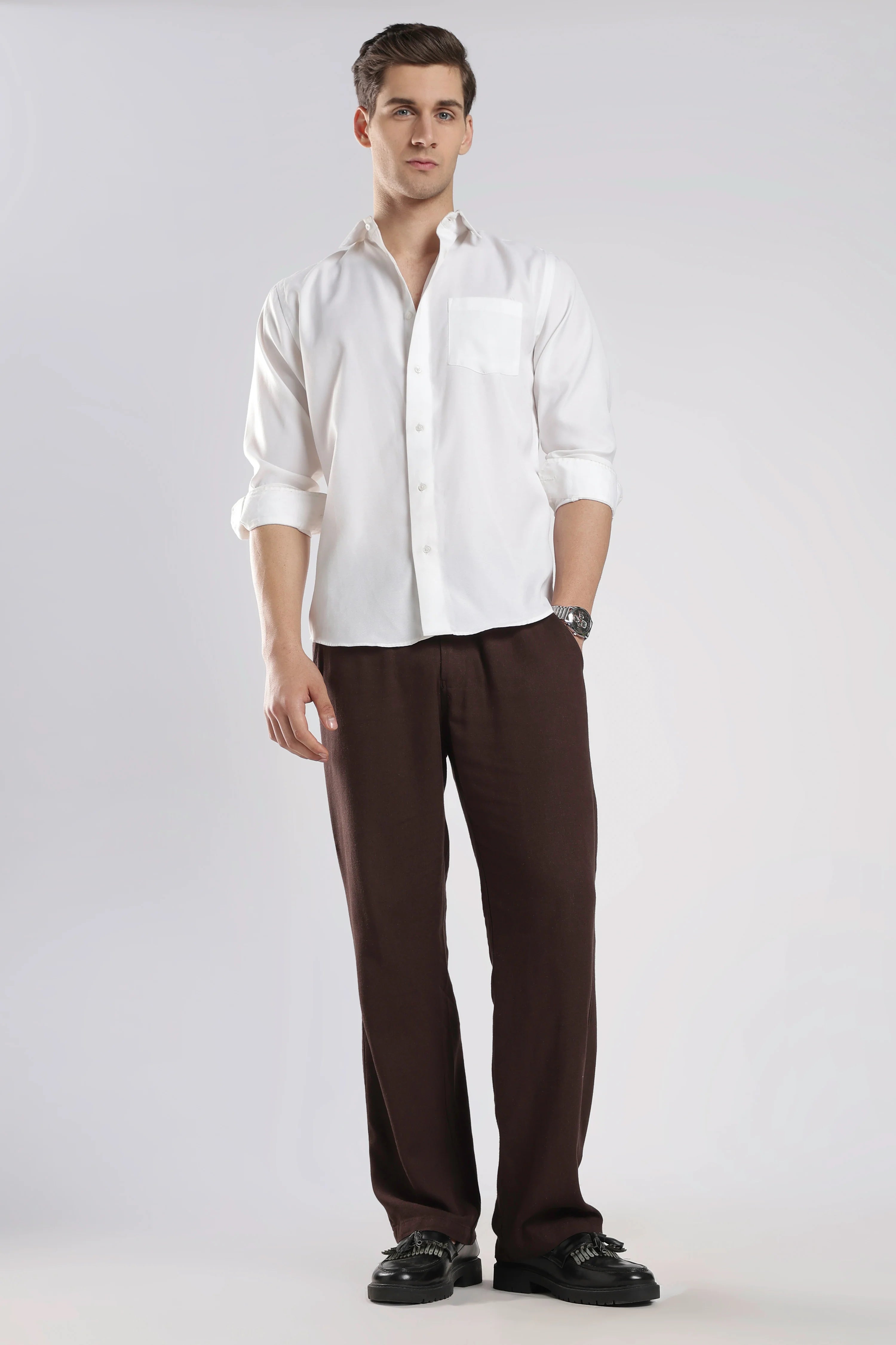 Relaxed Linen Pants Wet Brown