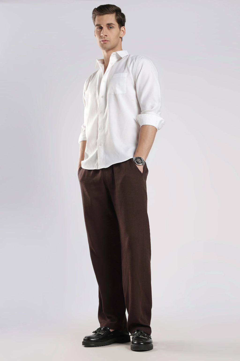 Relaxed Linen Pants Wet Brown