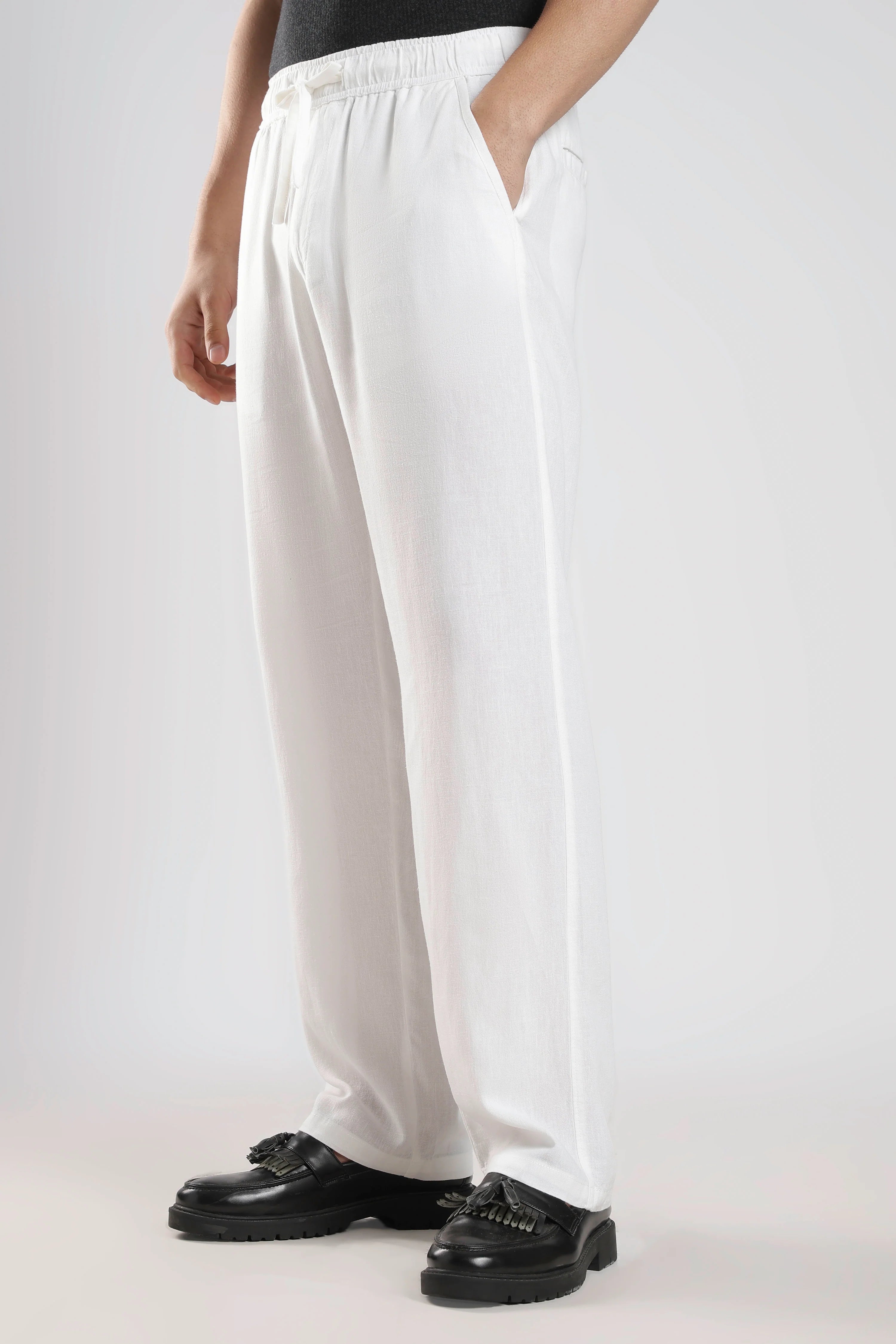 Relaxed Linen Pants White