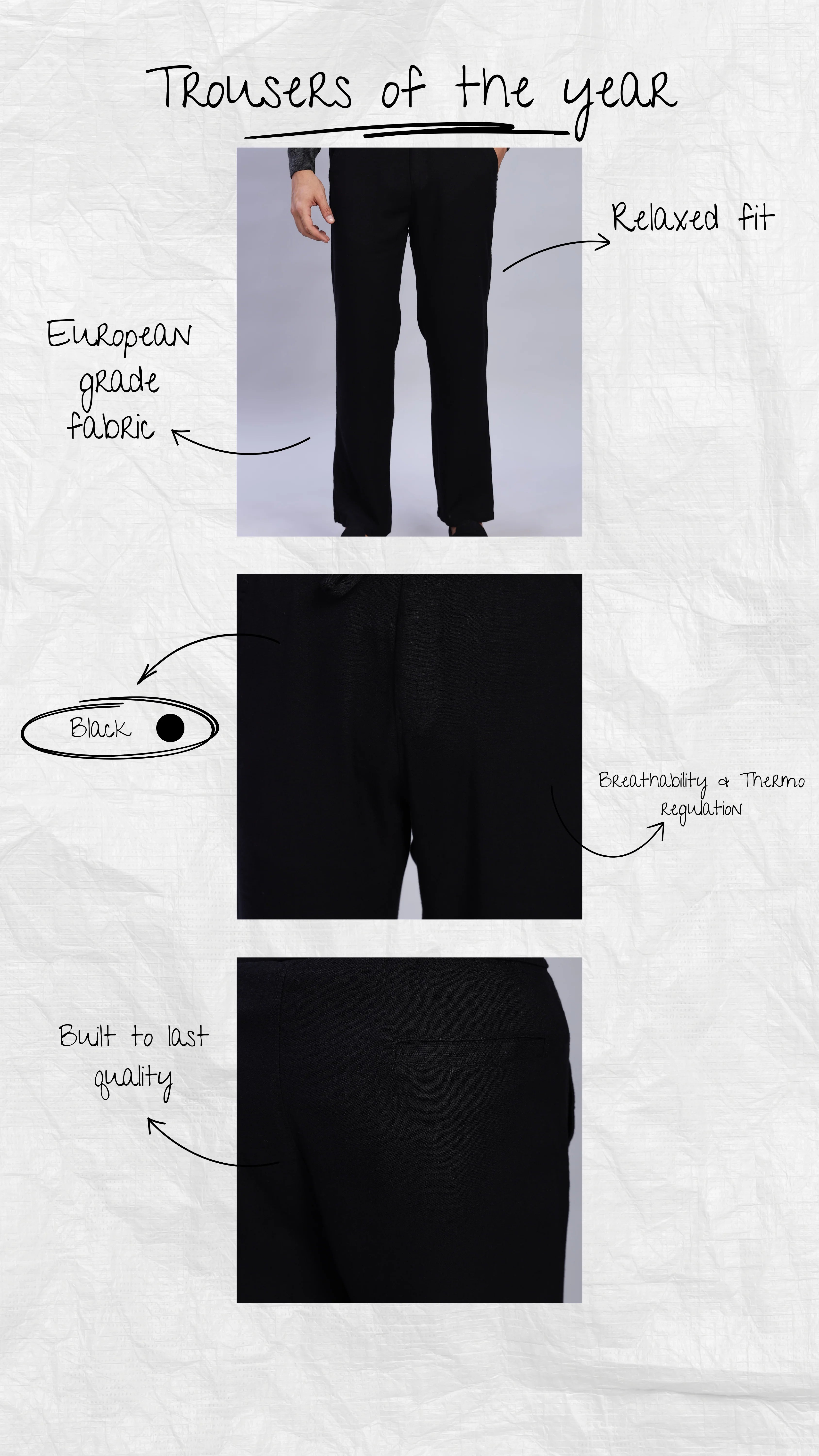 Relaxed Linen Pants Black