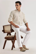 White Regular Fit Linen Pants