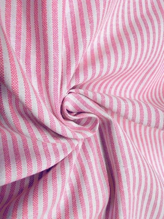 Pink &amp; White Striped Cotton Casual Shirt