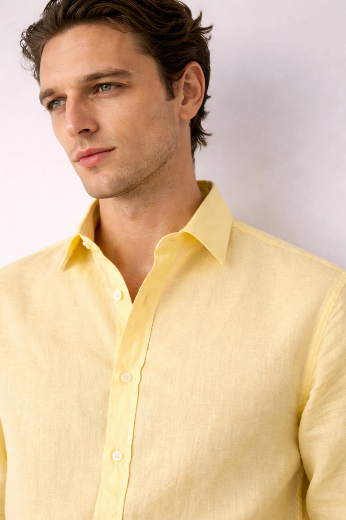 Yellow Linen Blend Shirt