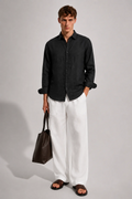 Linen Black Relaxed Fit Shirt