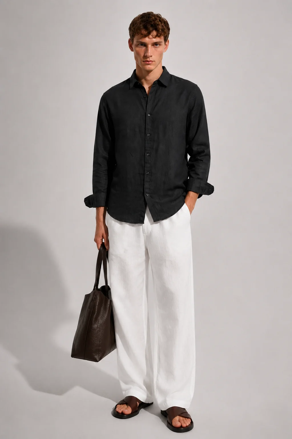 Linen Black Relaxed Fit Shirt
