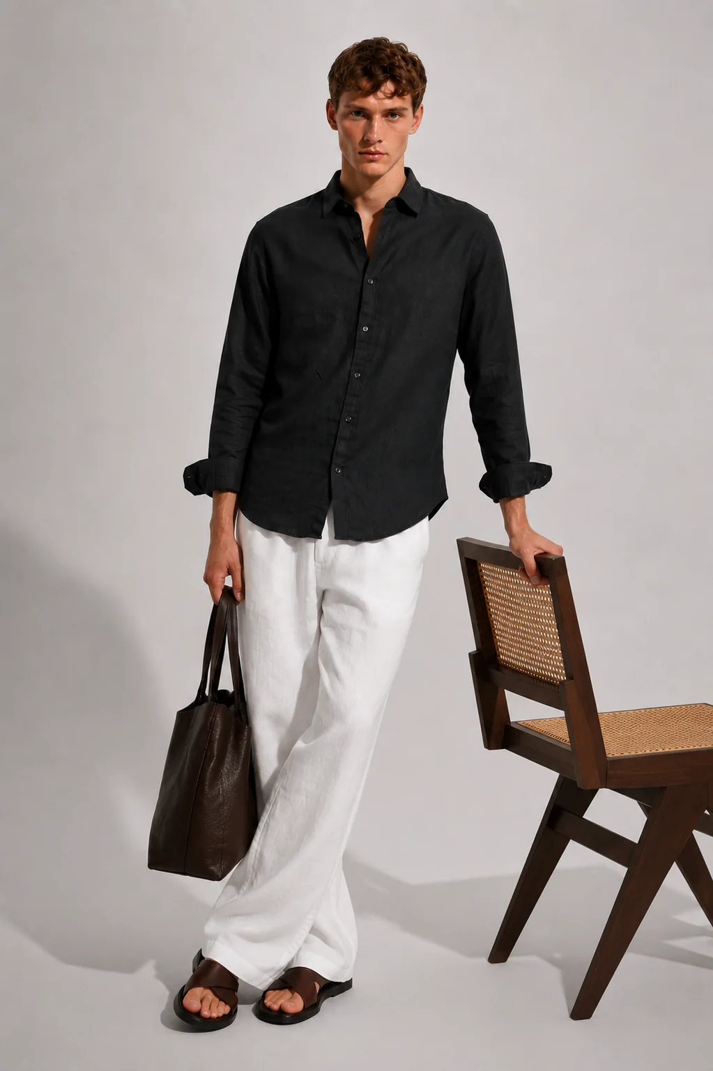 Linen Black Relaxed Fit Shirt