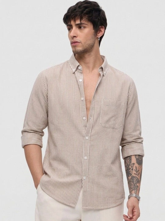 Sandstone Fine-Stripe Shirt