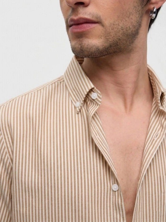 Sandstone Fine-Stripe Shirt