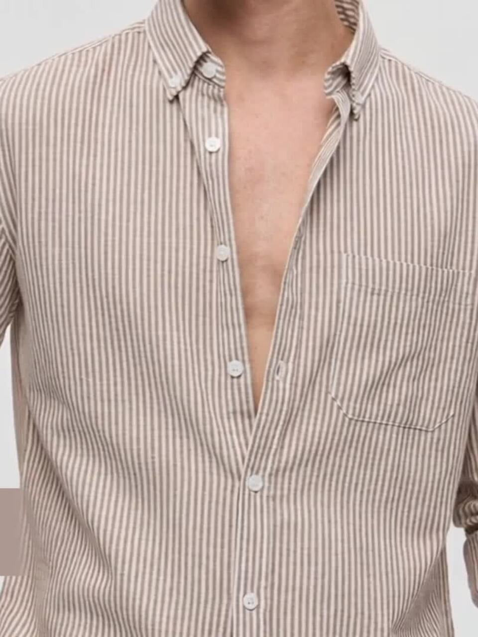 Sandstone Fine-Stripe Shirt