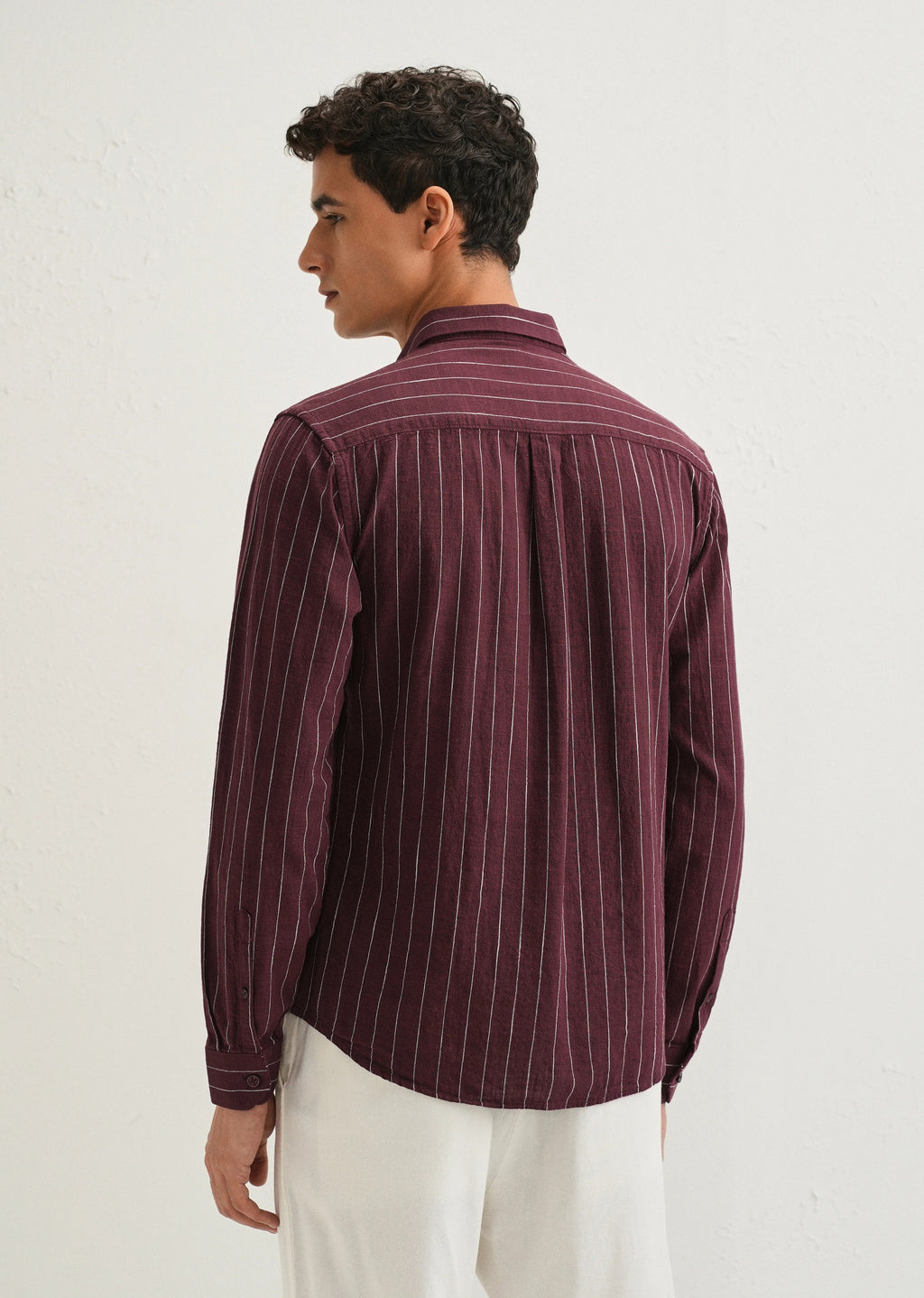 Maroon Striped Cotton Shirt