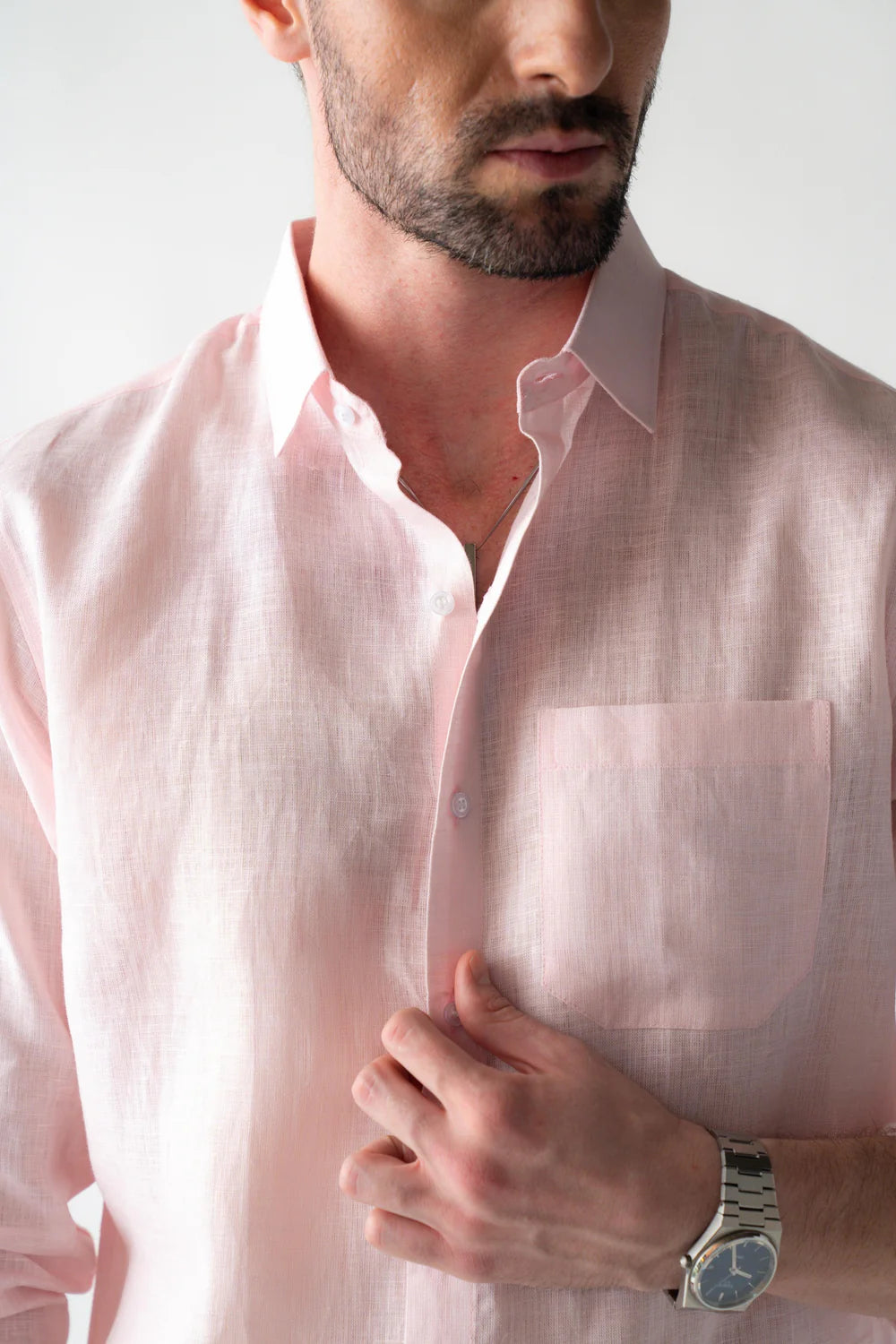 Men's Premium Blush Pink Linen Shirt
